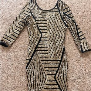 Black Dress with Gold Sequins